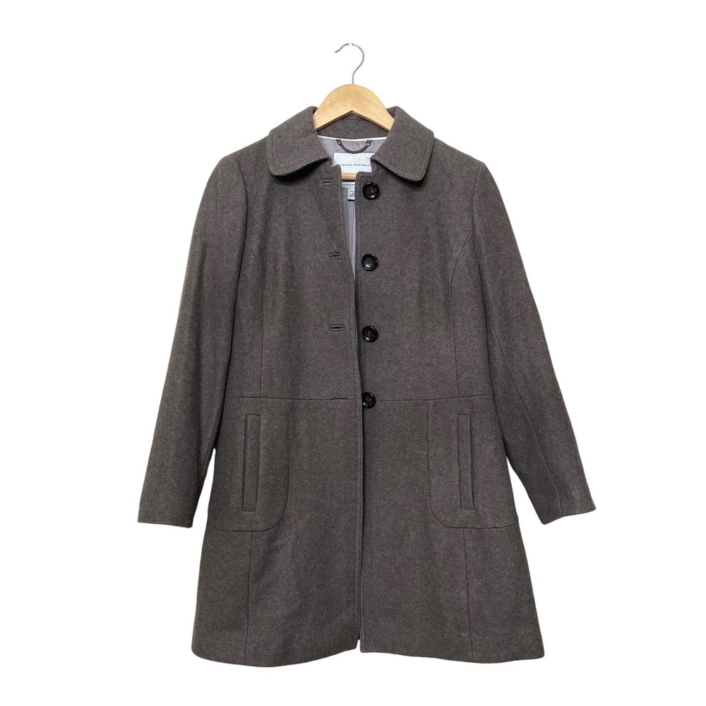 Banana Republic Italian Wool Blend Coat Petite M Brown Button Front Peacoat